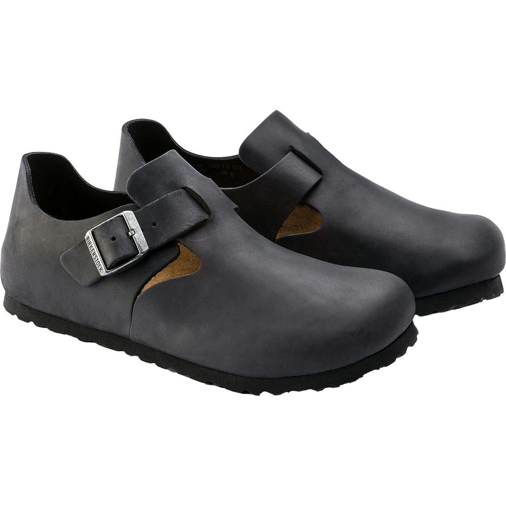 MSRP $170, Birkenstock London Leather Clogs, Black Oiled Leather Women's 39, 8.5